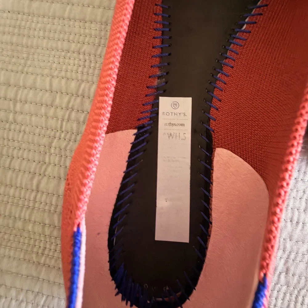 Rothys‎ The Point Women's Coral Pink Knit Pointed Toe Flat Shoes Size 11.5